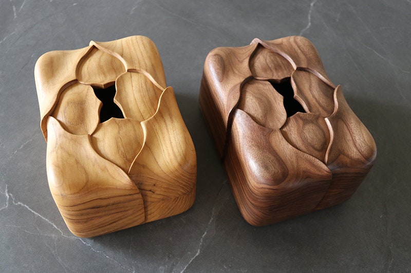 Hand Carved Teak Tissue Box