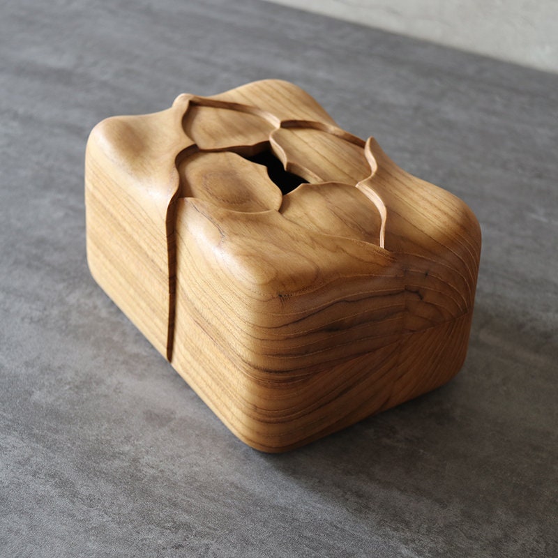 Hand Carved Teak Tissue Box