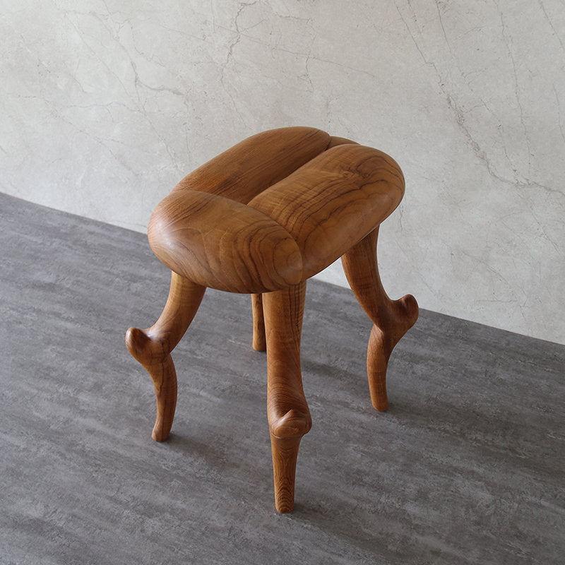 Hand Carved Teak Beetle Stool