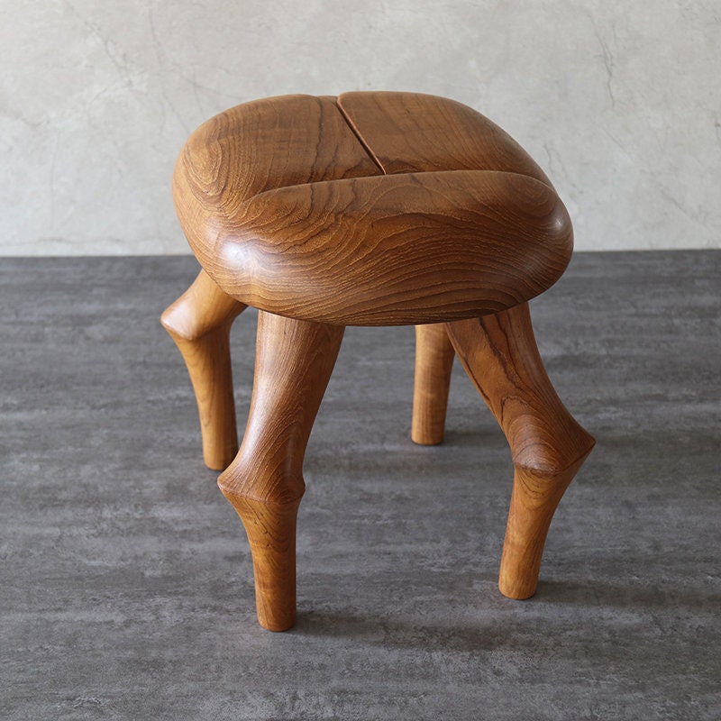 Hand Carved Teak Beetle Stool