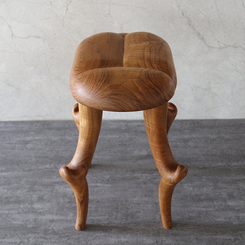 Hand Carved Teak Beetle Stool