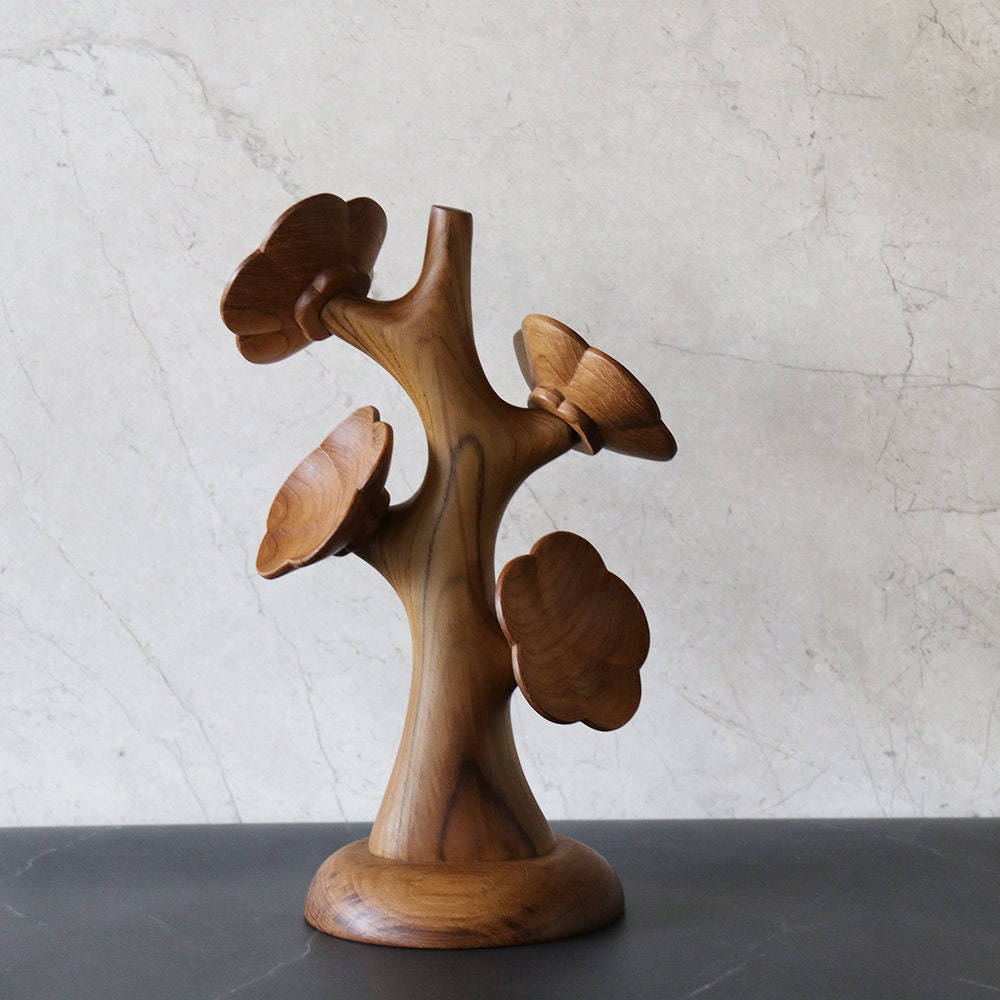 Hand Carved Teak Plum Woodware