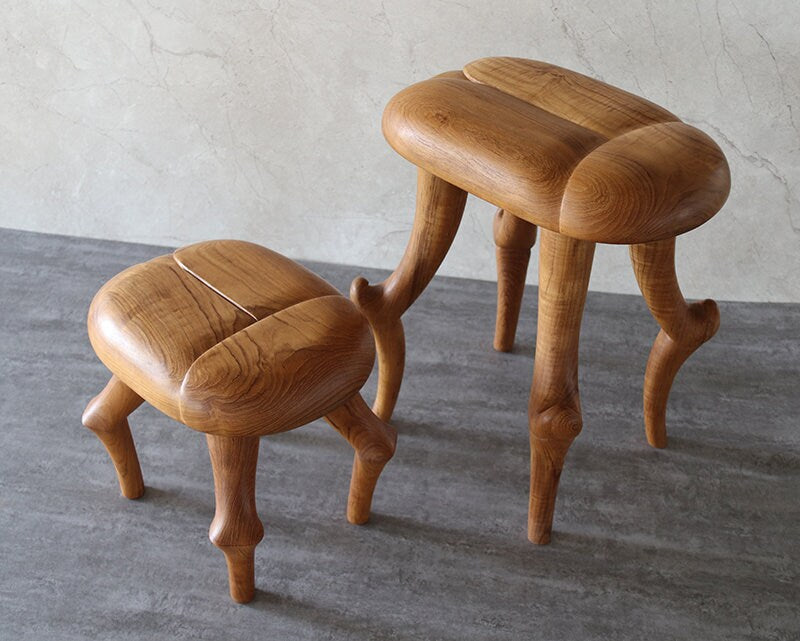 Hand Carved Teak Beetle Stool