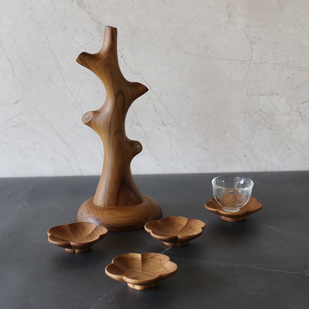 Hand Carved Teak Plum Woodware