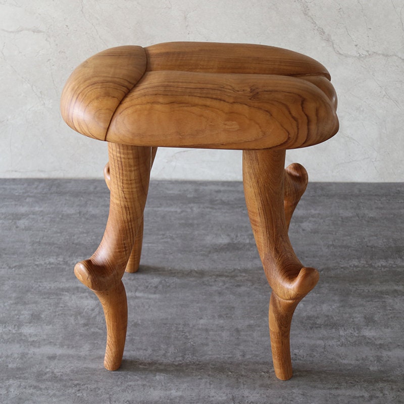 Hand Carved Teak Beetle Stool