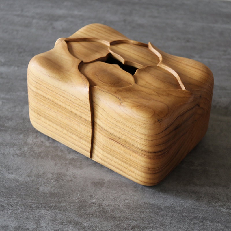 Hand Carved Teak Tissue Box