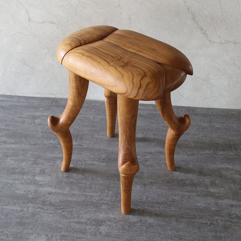 Hand Carved Teak Beetle Stool