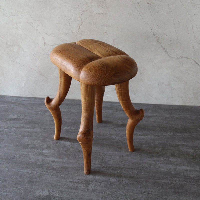 Hand Carved Teak Beetle Stool