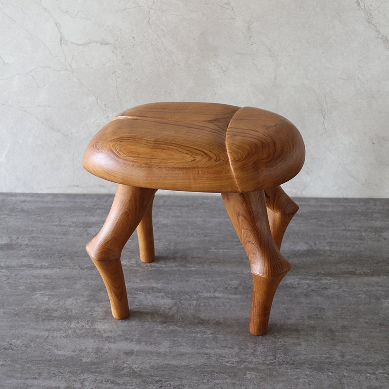 Hand Carved Teak Beetle Stool