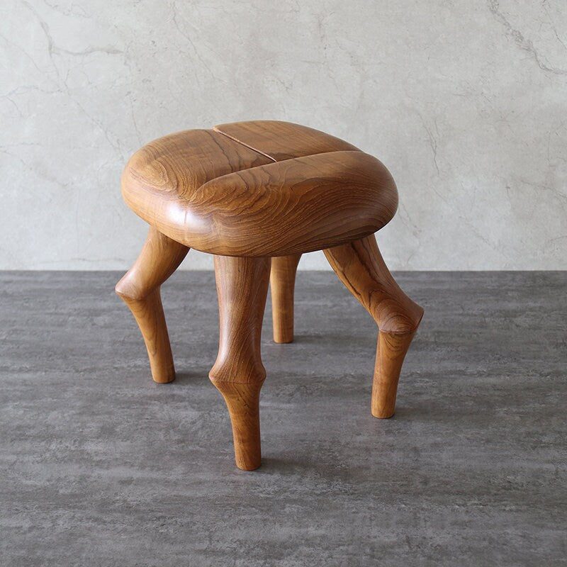 Hand Carved Teak Beetle Stool